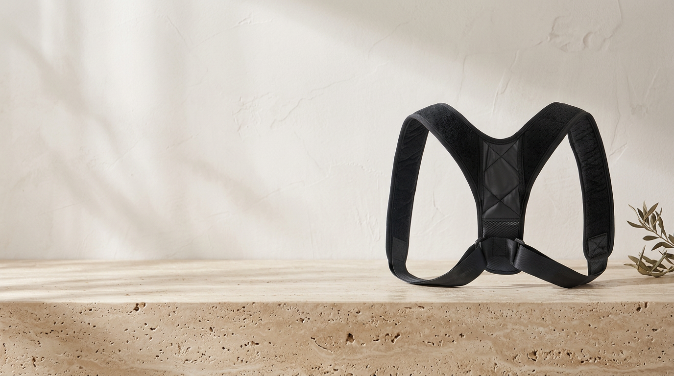 ALIGN posture support brace on travertine